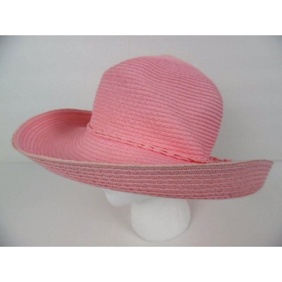 dp Straw Hat Pink w/Braided band and bow NWOT  eb-62716544